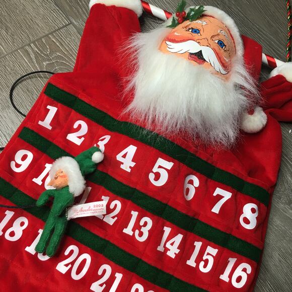 NEW Annalee 2004 Hanging 23” In Santa Advent Calendar With 4” In Elf Marker - Picture 4 of 9